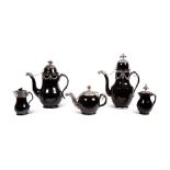 A GROUP OF LOW COUNTRIES BLACK GLAZED POTTERY, SILVER MOUNTED TEA AND COFFEE WARES (TERRE DE NAMUR)