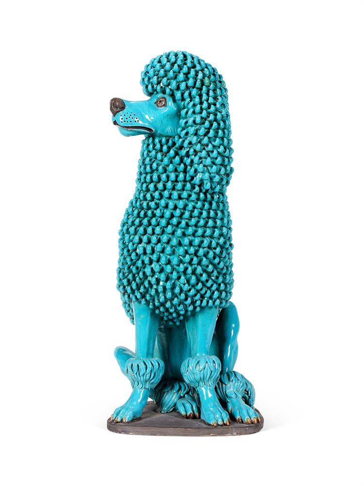 A LIFE-SIZED BLUE GLAZED RED POTTERY POODLE, ITALIAN - Image 2 of 2