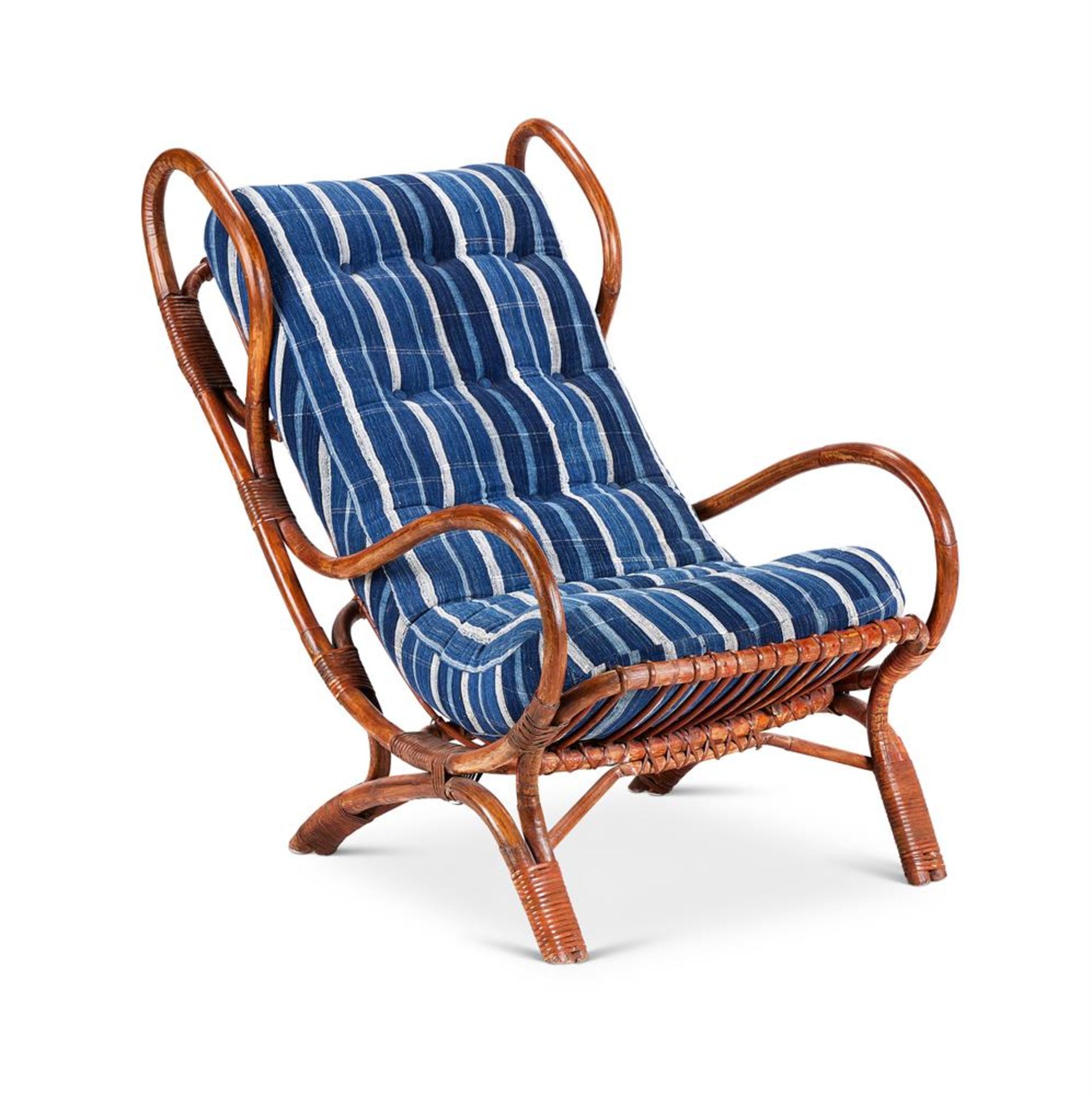 A RATTAN OPEN ARMCHAIR ATTRIBUTED TO GIO PONTI (1891-1979), MANUFACTURED BY BONACINA - Bild 2 aus 2