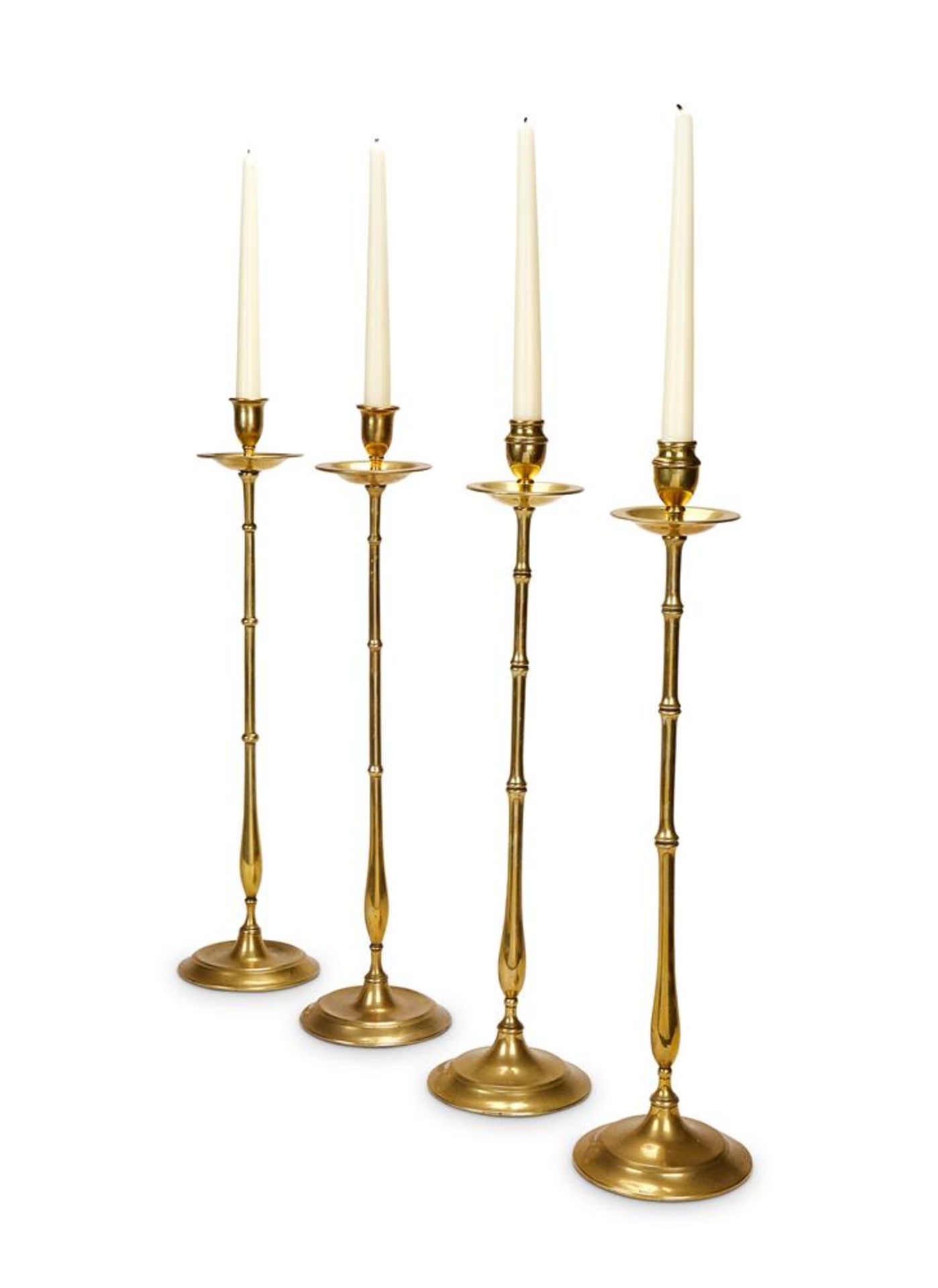 TWO PAIRS OF ARTS AND CRAFT BRONZE CANDLESTICKS, CIRCA 1890 - Image 2 of 2