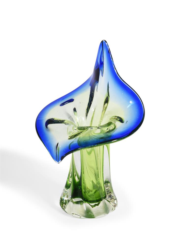 A MURANO 'JACK IN THE PULPIT' COLOUR AND CLEAR GLASS VASE, ITALIAN