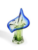 A MURANO 'JACK IN THE PULPIT' COLOUR AND CLEAR GLASS VASE, ITALIAN
