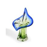 A MURANO 'JACK IN THE PULPIT' COLOUR AND CLEAR GLASS VASE, ITALIAN