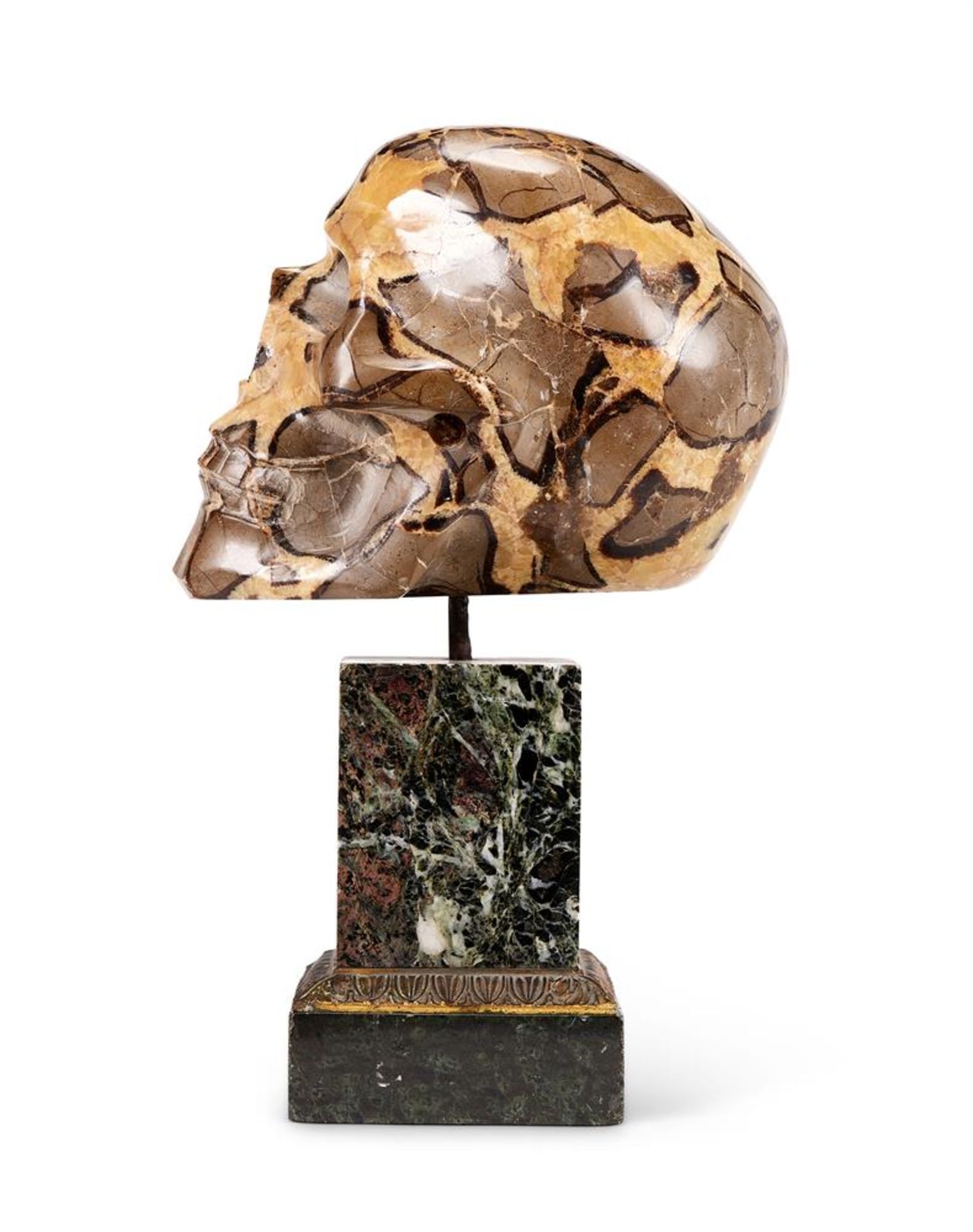A MADAGASCAN CARVED SEPTARIAN NODULE SKULL 20TH CENTURY - Image 2 of 2