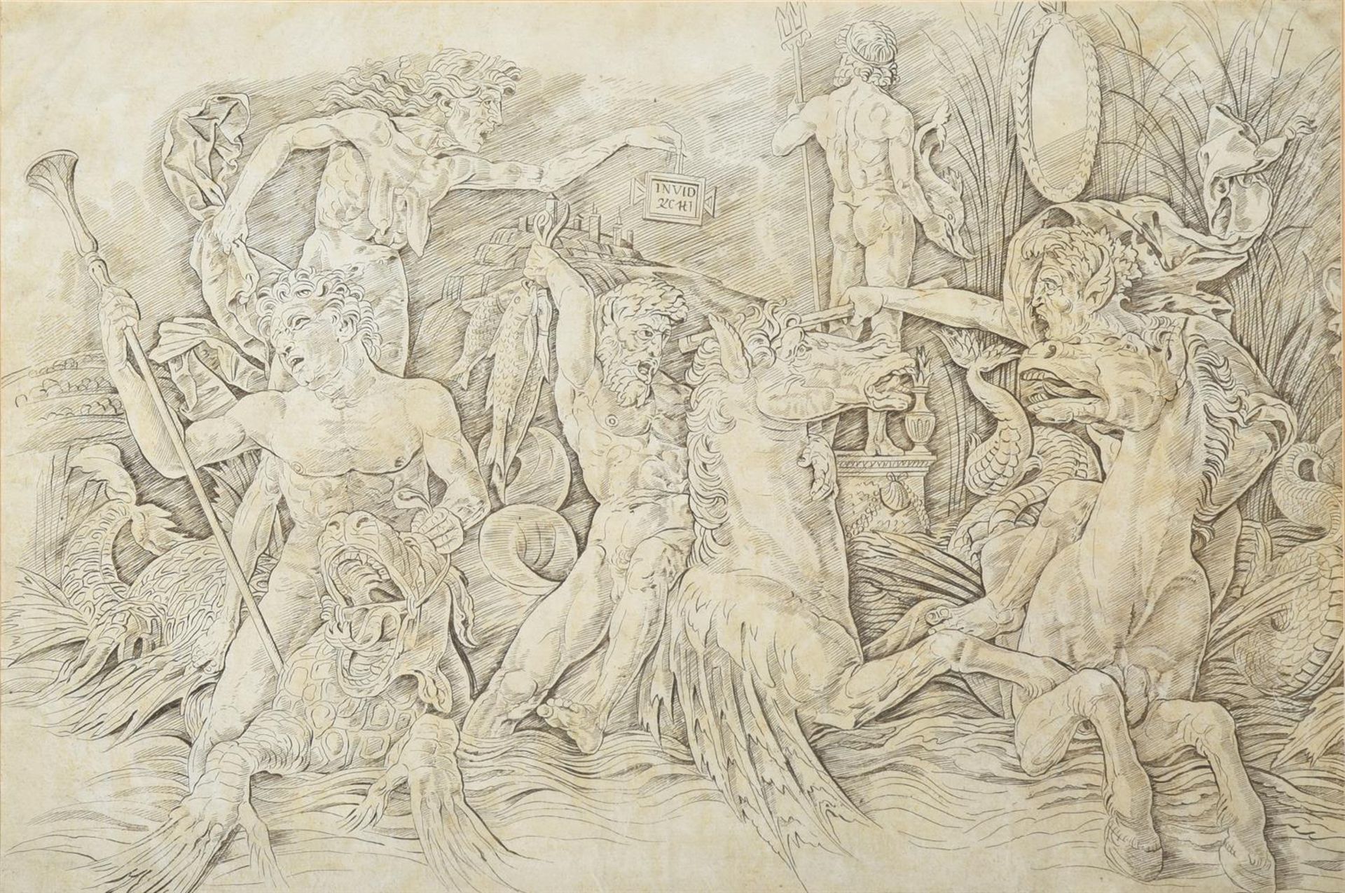 AFTER ANDREA MANTEGNA, BATTLE OF THE SEA-GODS- THE LEFT HALF OF A FRIEZE - Image 2 of 3