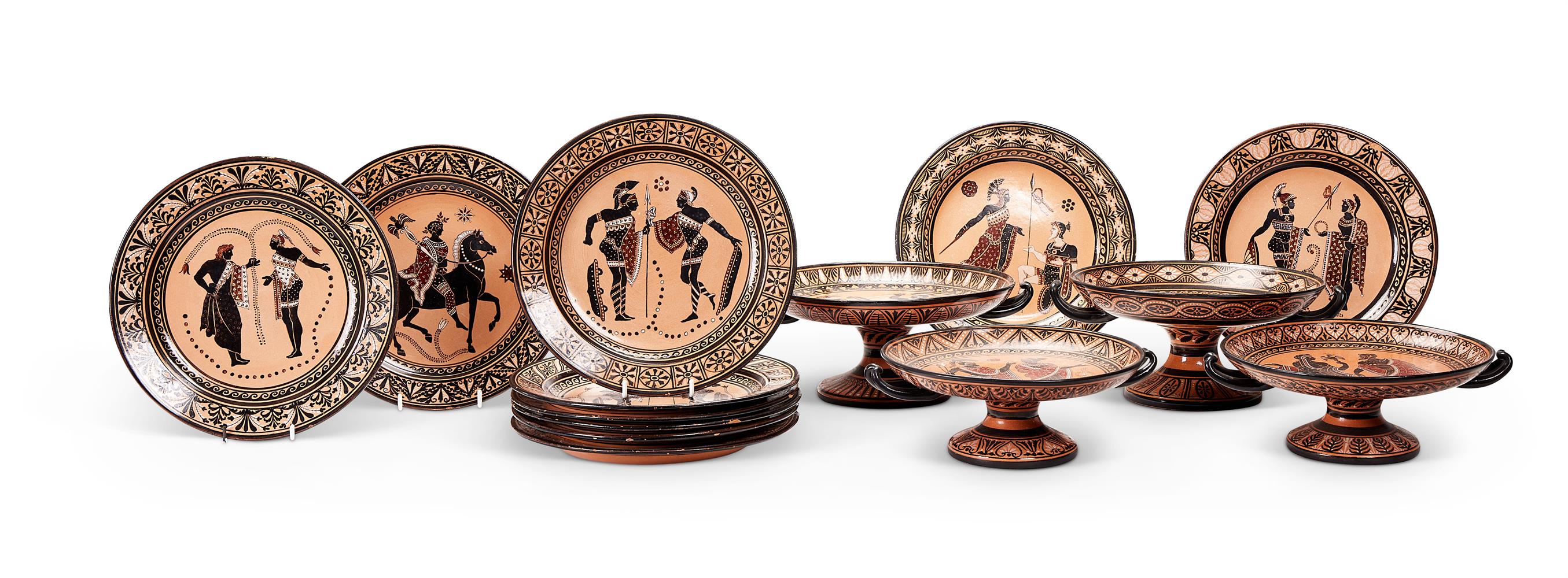 A GIUSTINIANI RED WARE PART DESSERT SERVICE NAPLES, CIRCA 1830