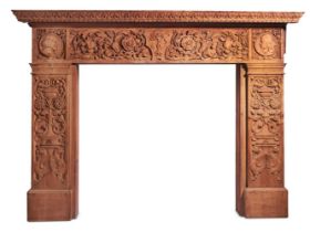 A VICTORIAN RENAISSANCE REVIVAL CARVED OAK CHIMNEYPIECE, LATE 19TH CENTURY