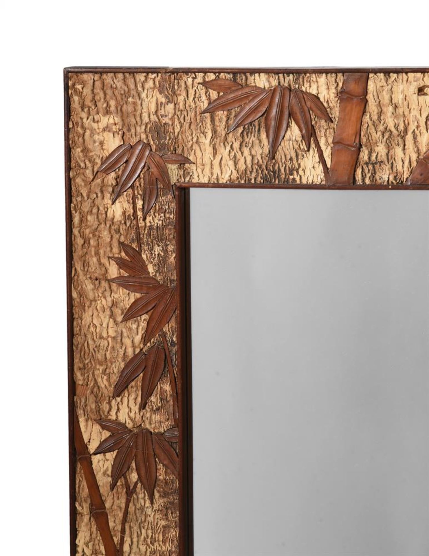 A CORK AND APPLIED WOOD MIRROR, JAPANESE - Image 2 of 3