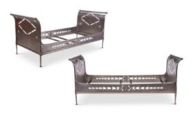 A PAIR OF EMPIRE STEEL SINGLE BEDS, CIRCA 1800