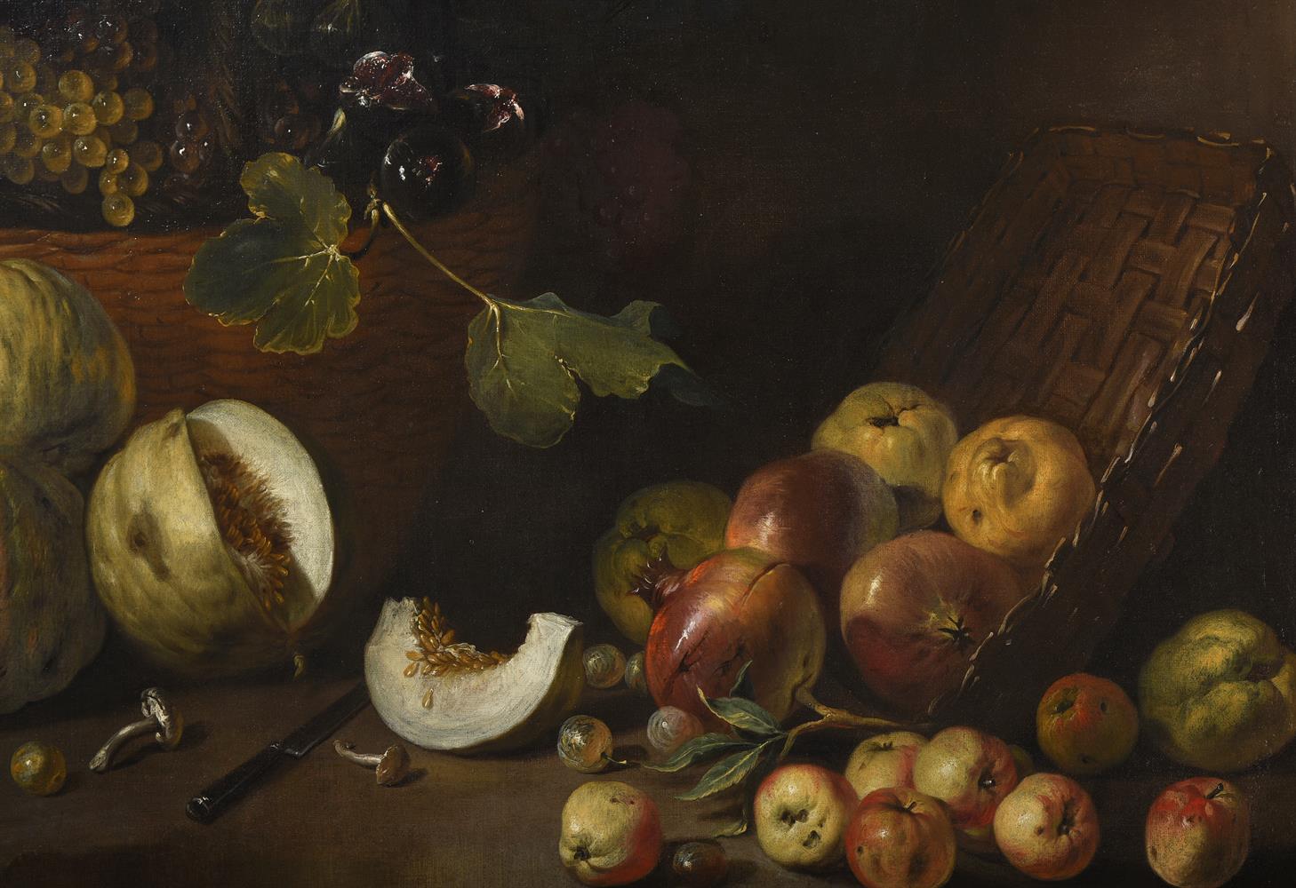 NEAPOLITAN SCHOOL (17TH CENTURY), STILL LIVES WITH VINES, MELONS, AND OTHER FRUIT (2) - Image 5 of 9