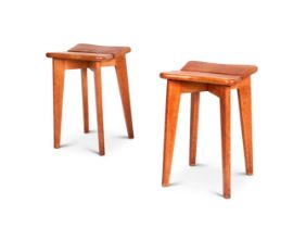 A PAIR OF OAK 'CLOVER' STOOLS BY MARCEL GASCOIN (B.1907), CIRCA 1950