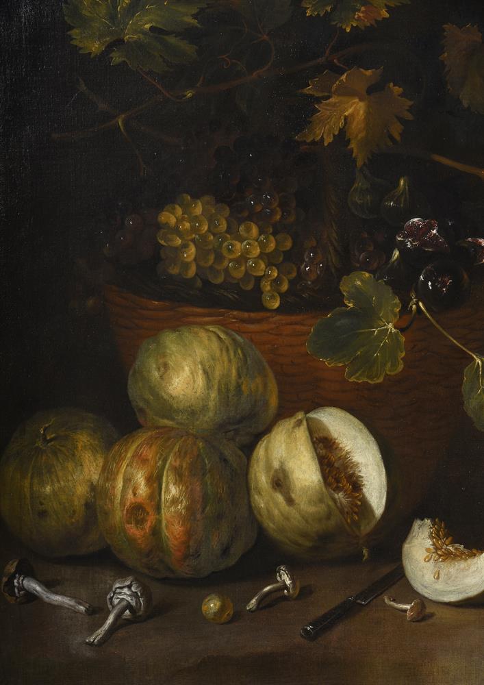 NEAPOLITAN SCHOOL (17TH CENTURY), STILL LIVES WITH VINES, MELONS, AND OTHER FRUIT (2) - Image 7 of 9