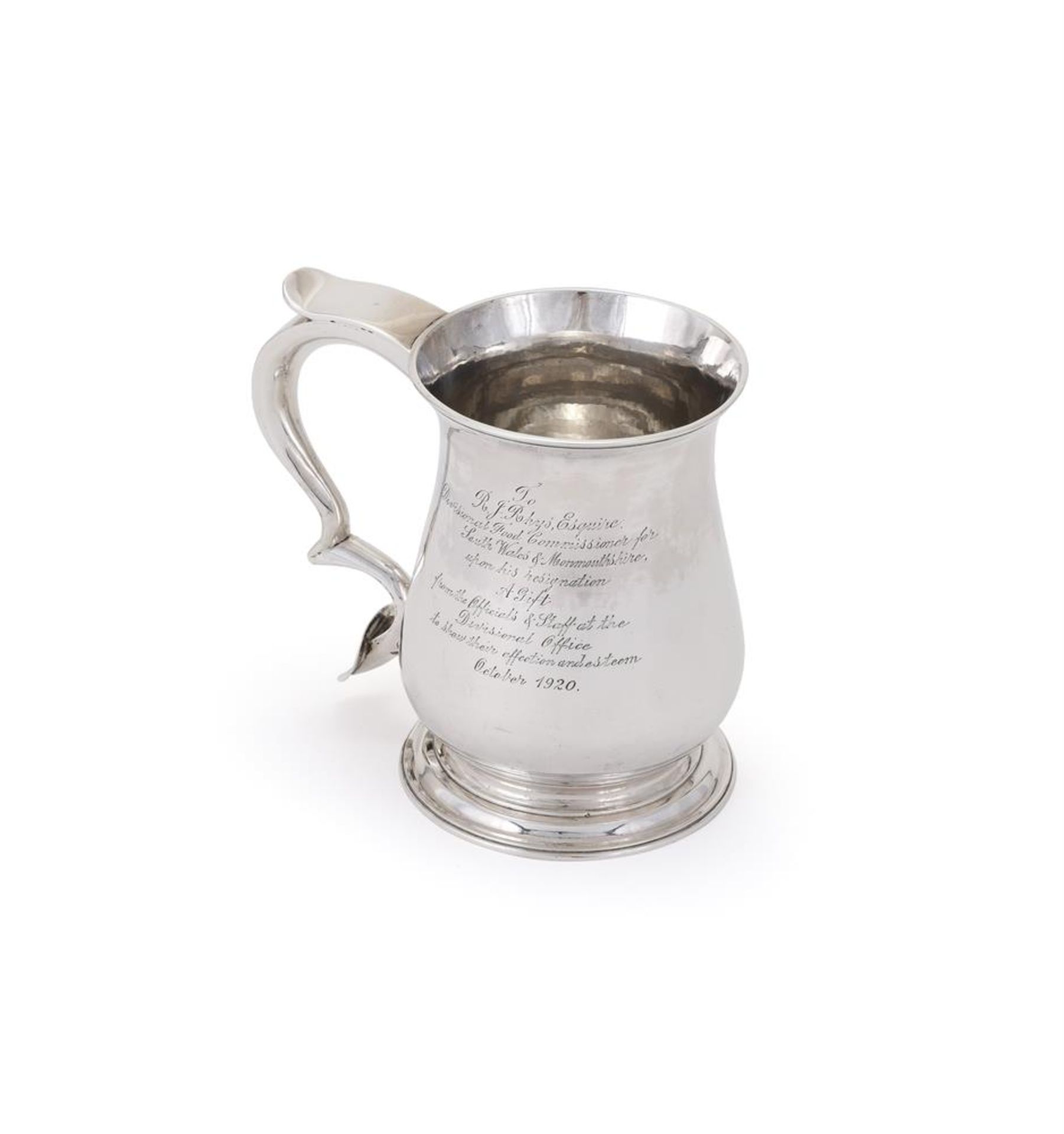 A GEORGE III SILVER BALUSTER TANKARD, MAKER'S MARK SL, LONDON 1762