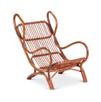 A RATTAN OPEN ARMCHAIR ATTRIBUTED TO GIO PONTI (1891-1979), MANUFACTURED BY BONACINA