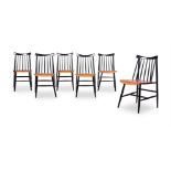 A SET OF SIX BLACK PAINTED BEECH 'FANETT' CHAIRS BY TO ILMARI TAPIOVAARA (1914-1999)