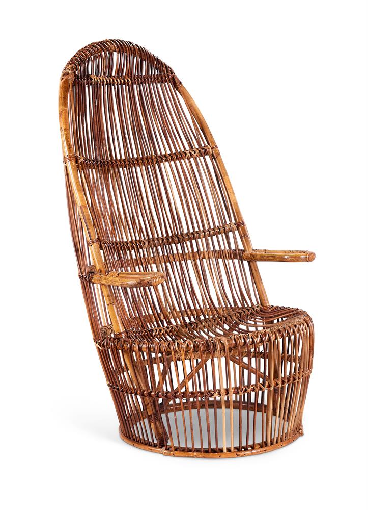 A RATTAN ARMCHAIR BY AIMONE MODONESI MANUFACTURED BY BONACINA, CIRCA 1958