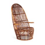 A RATTAN ARMCHAIR BY AIMONE MODONESI MANUFACTURED BY BONACINA, CIRCA 1958