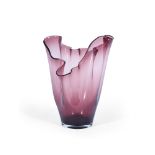 AN AMETHYST AND CLEAR CASED HANDKERCHIEF VASE OF MURANO TYPE MODERN