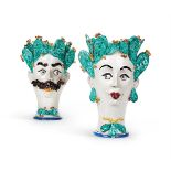 A PAIR OF CALTAGIRONE MAIOLICA VASES BY ANTONIO IUDICI SICILY