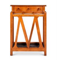 AN ARTS AND CRAFTS OAK UMBRELLA AND STICK STAND, CIRCA 1900