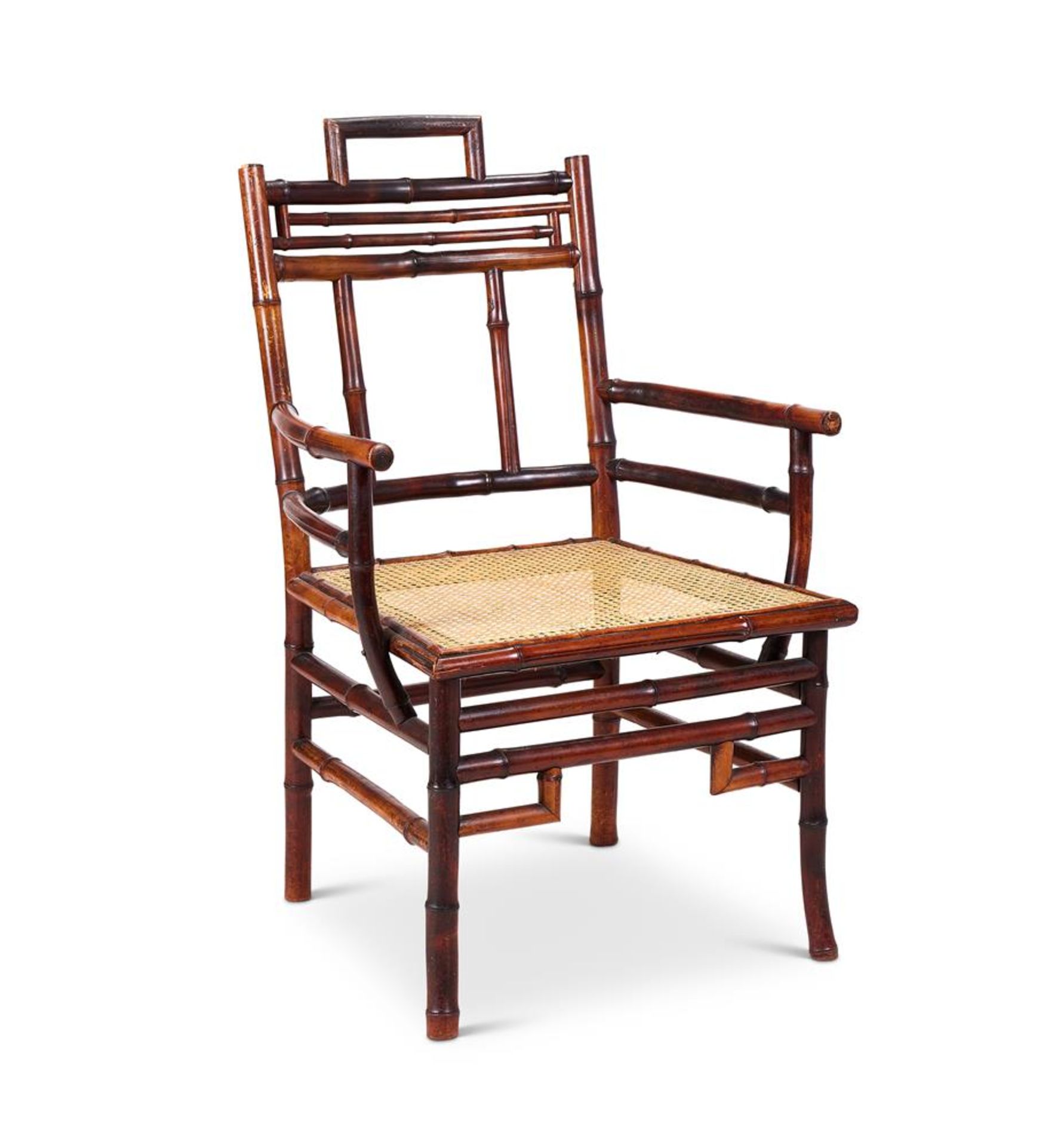 A NAPOLEON III BAMBOO OPEN ARMCHAIRSECOND HALF 19TH CENTURY