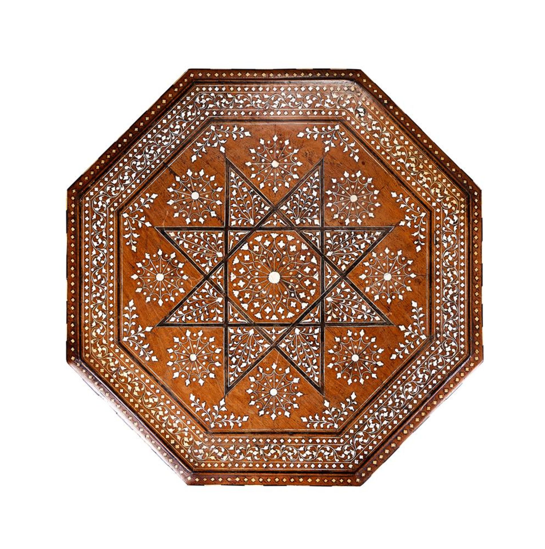 Y AN INDIAN CAMEL BONE AND IVORY INLAID OCTAGONAL TABLE HOSHIARPUR, CIRCA 1900 - Image 2 of 2