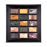 A FRAMED SET OF GRAND TOUR SPECIMEN MARBLES, 19TH CENTURY