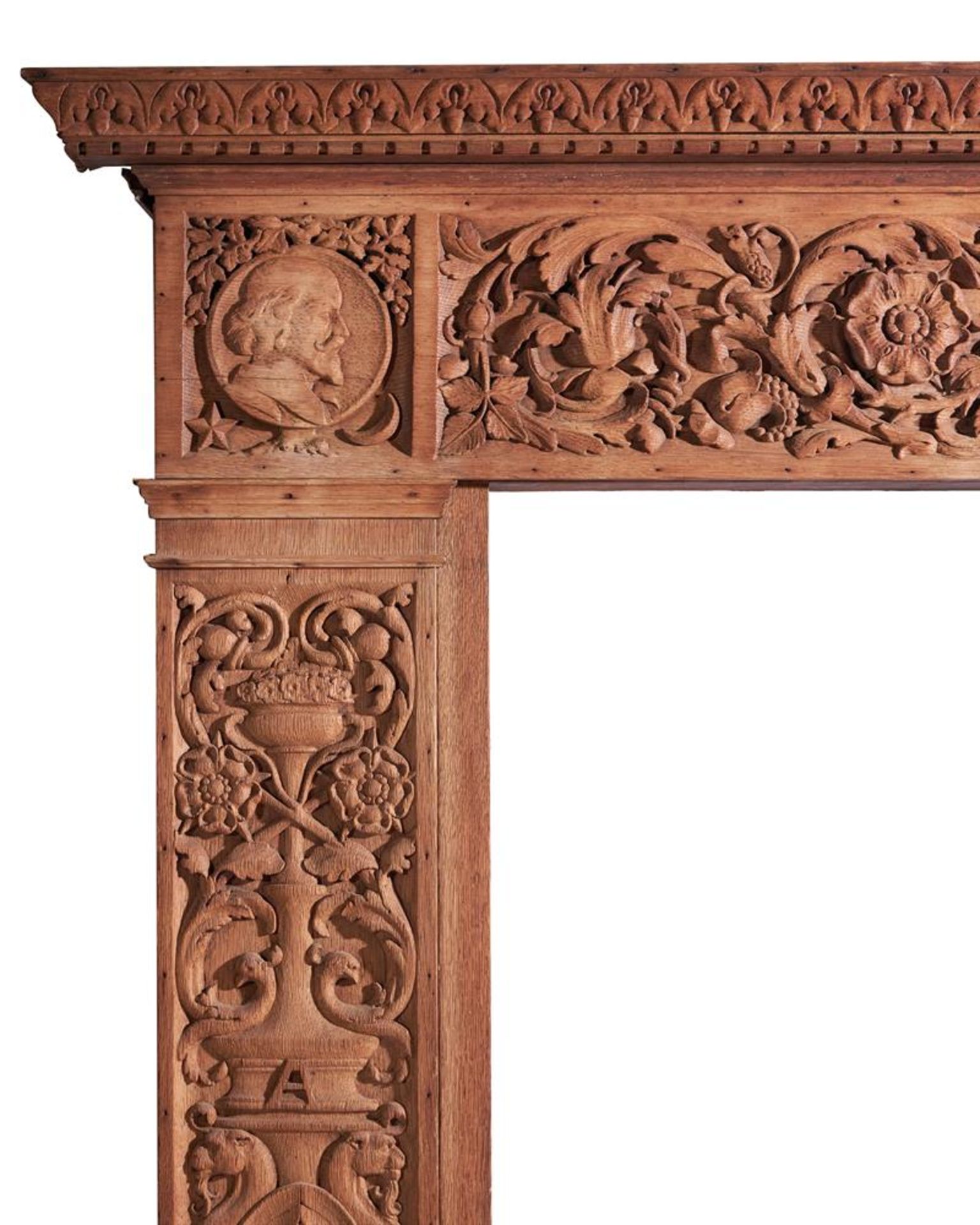A VICTORIAN RENAISSANCE REVIVAL CARVED OAK CHIMNEYPIECE, LATE 19TH CENTURY - Image 4 of 6