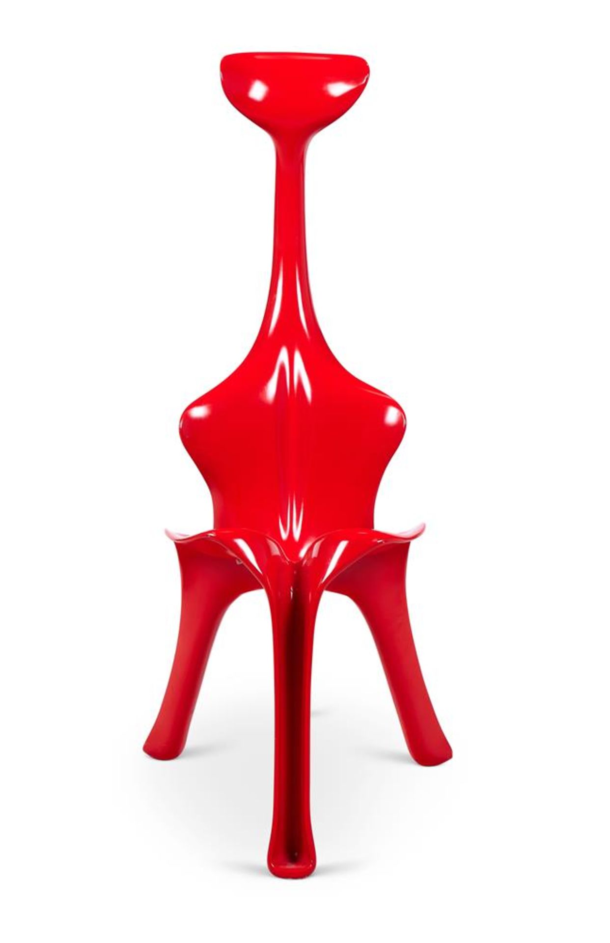 A RED LACQUER FIBREGLASS 'FLORIS CHAIR' BY GUNTER BELTZIG (1941-2022)