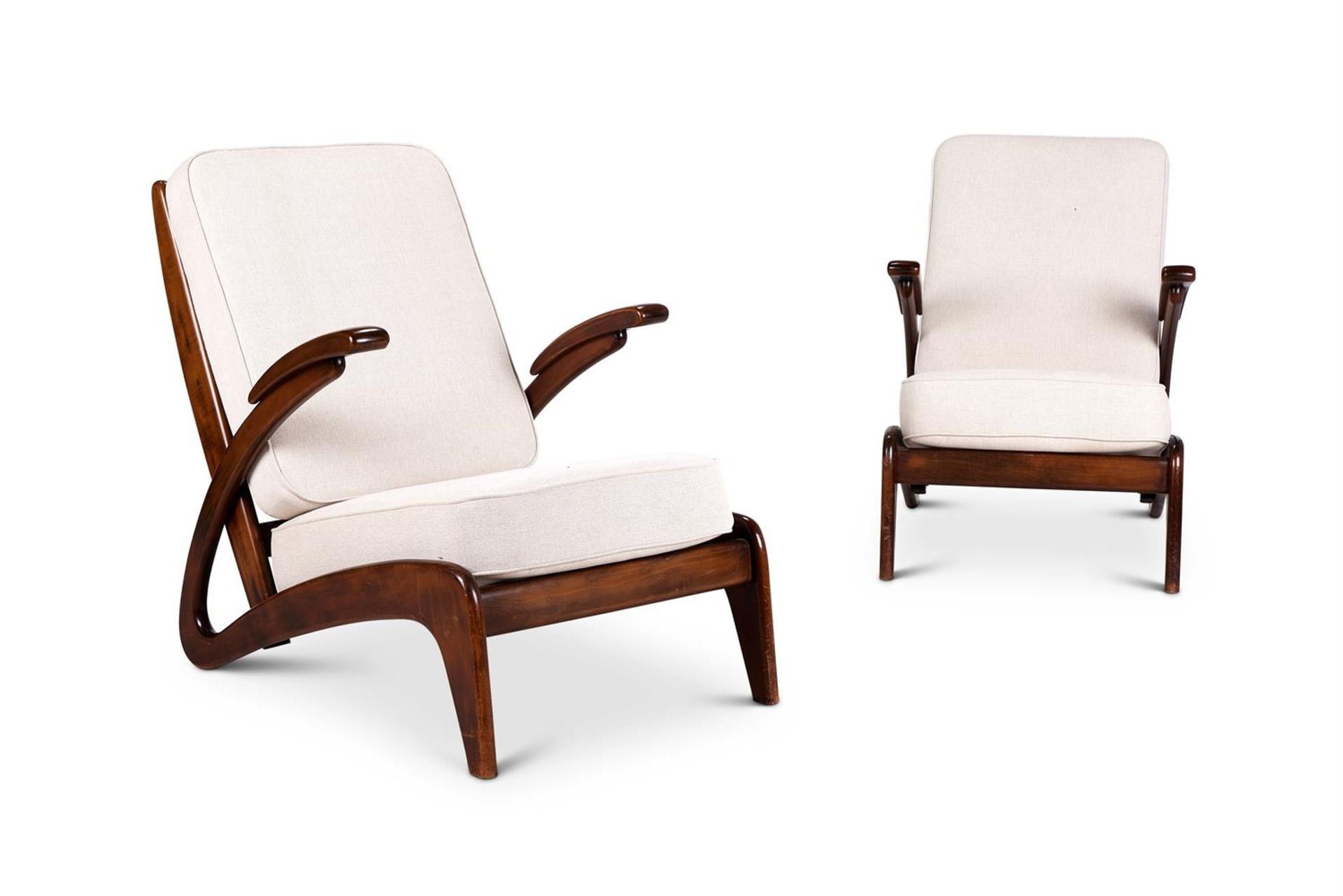 A PAIR OF BEECH ARMCHAIRS, LATE 20TH CENTURY