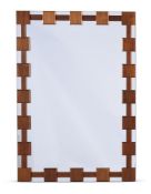 A PAIR OF TEAK MIRRORS, MODERN