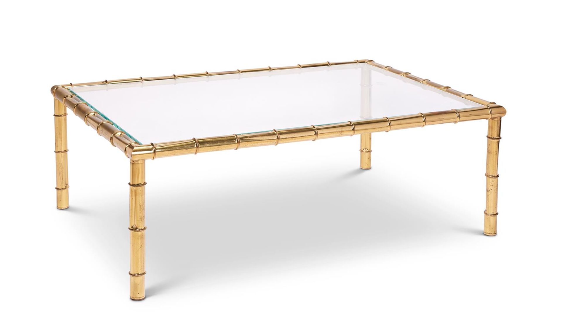 A SIMULATED BRASS BAMBOO COFFEE TABLE, LATE 20TH CENTURY