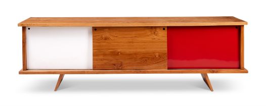 A WALNUT AND LACQUERED SIDEBOARD MODERN