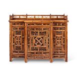 A BAMBOO, RATTAN, WALNUT AND PART EBONISED 'CHINOISERIE' BREAKFRONT SIDE CABINET