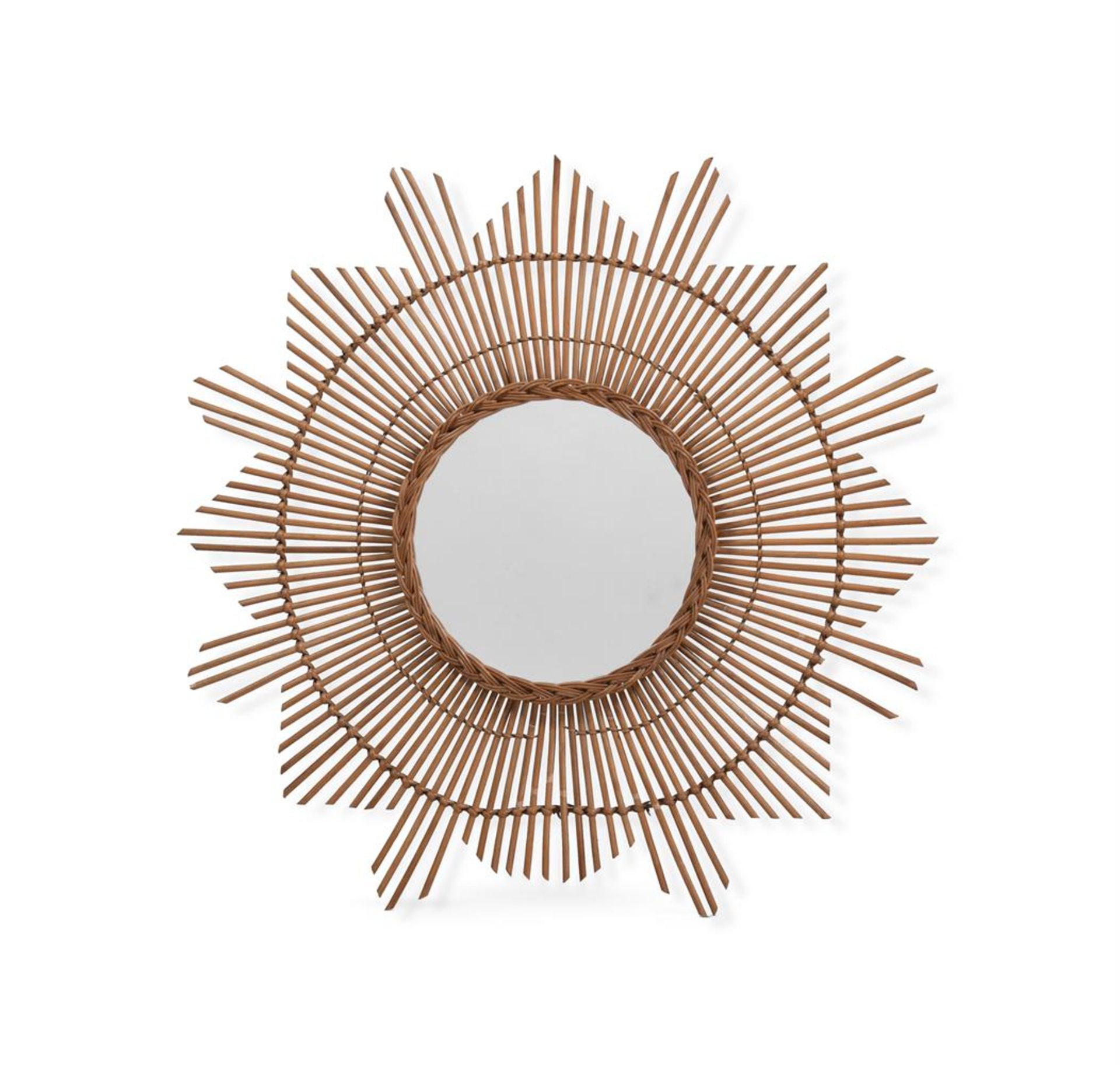 A FRENCH RATTAN MIRROR, CIRCA 1960