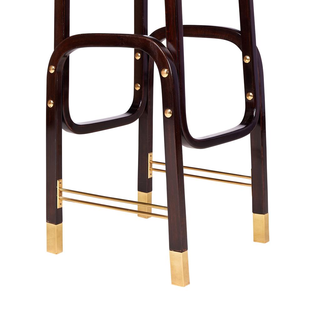 A PAIR OF AUSTRIAN ART NOUVEAU EBONISED BEECH AND BRASS MOUNTED STANDS - Image 2 of 3