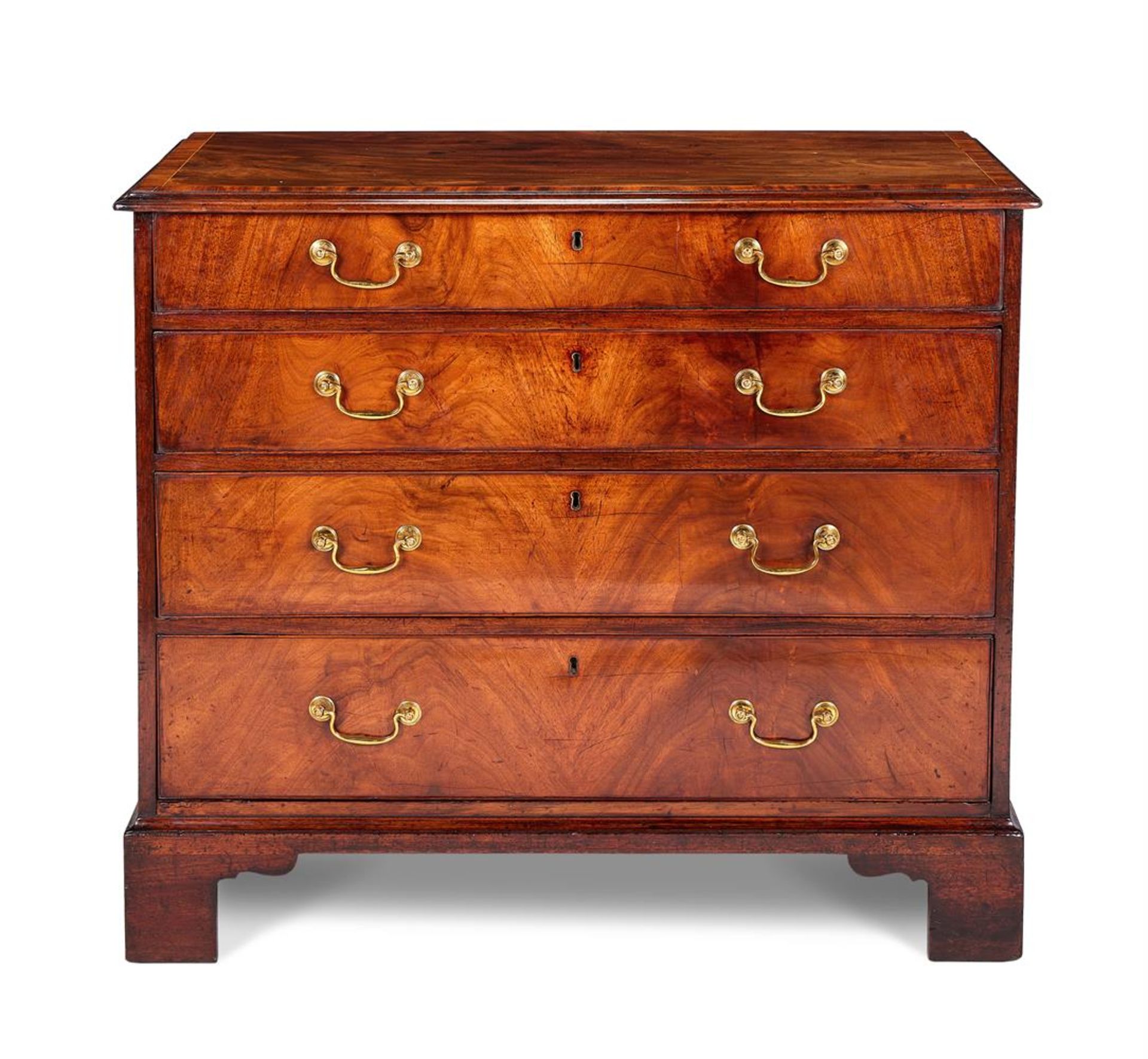 A GEORGE III MAHOGANY AND ELM CHEST SECOND HALF 18TH CENTURY