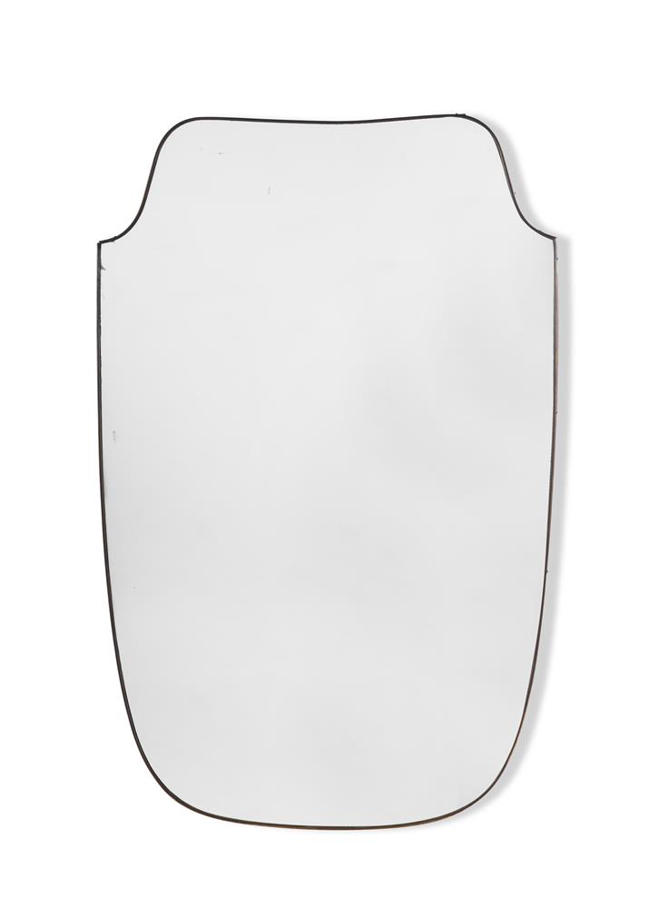 A BRASS FRAMED SHIELD SHAPED MIRROR ITALIAN