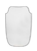 A BRASS FRAMED SHIELD SHAPED MIRROR ITALIAN