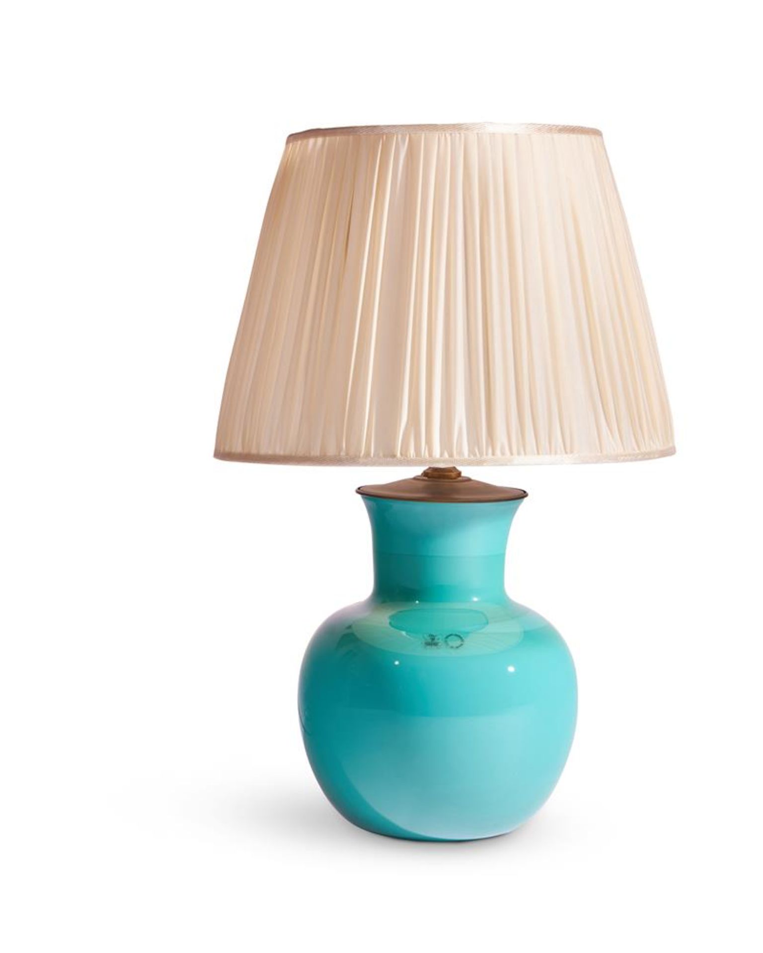 A VENINI MURANO GREEN GLASS LAMP ITALIAN, LATE 20TH CENTURY