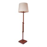 A WALNUT AND OAK ADJUSTABLE FLOOR LAMP, FRENCH