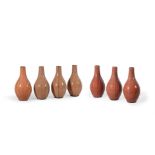 SEVEN STONEWARE OVIFORM BOTTLE VASES