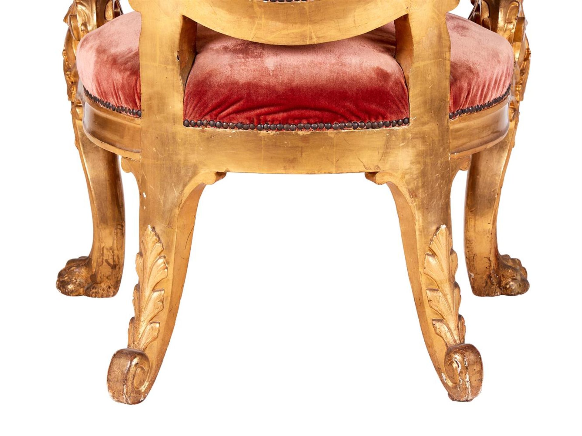 AN ITALIAN GILTWOOD OPEN ARMCHAIR, ROME, 19TH CENTURY - Bild 5 aus 5