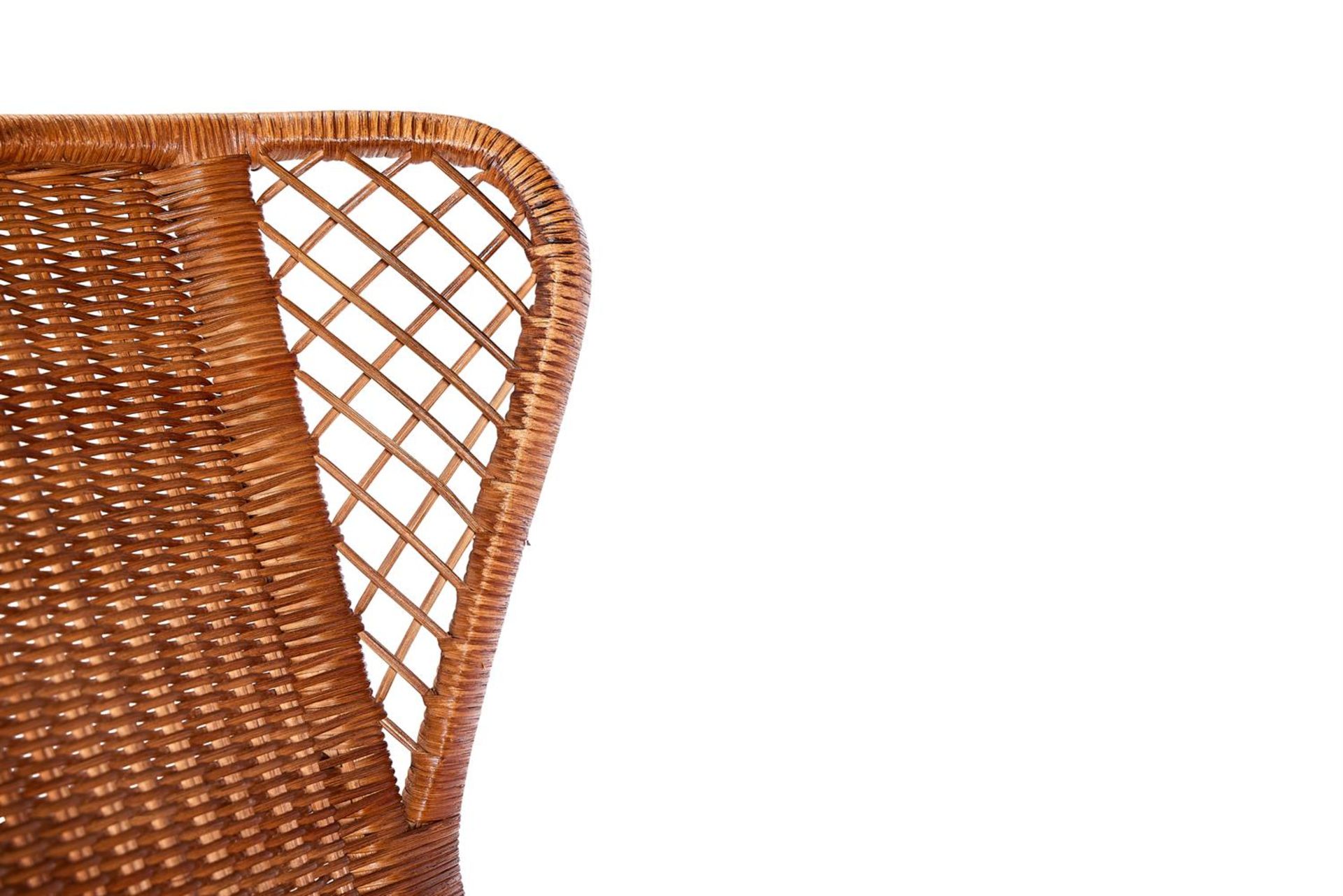 A SET OF FOUR RATTAN OPEN ARMCHAIRS ATTRIBUTED TO EUGENIA ALBERTO REGGIO MANUFACTURED BY CICERI - Image 4 of 4