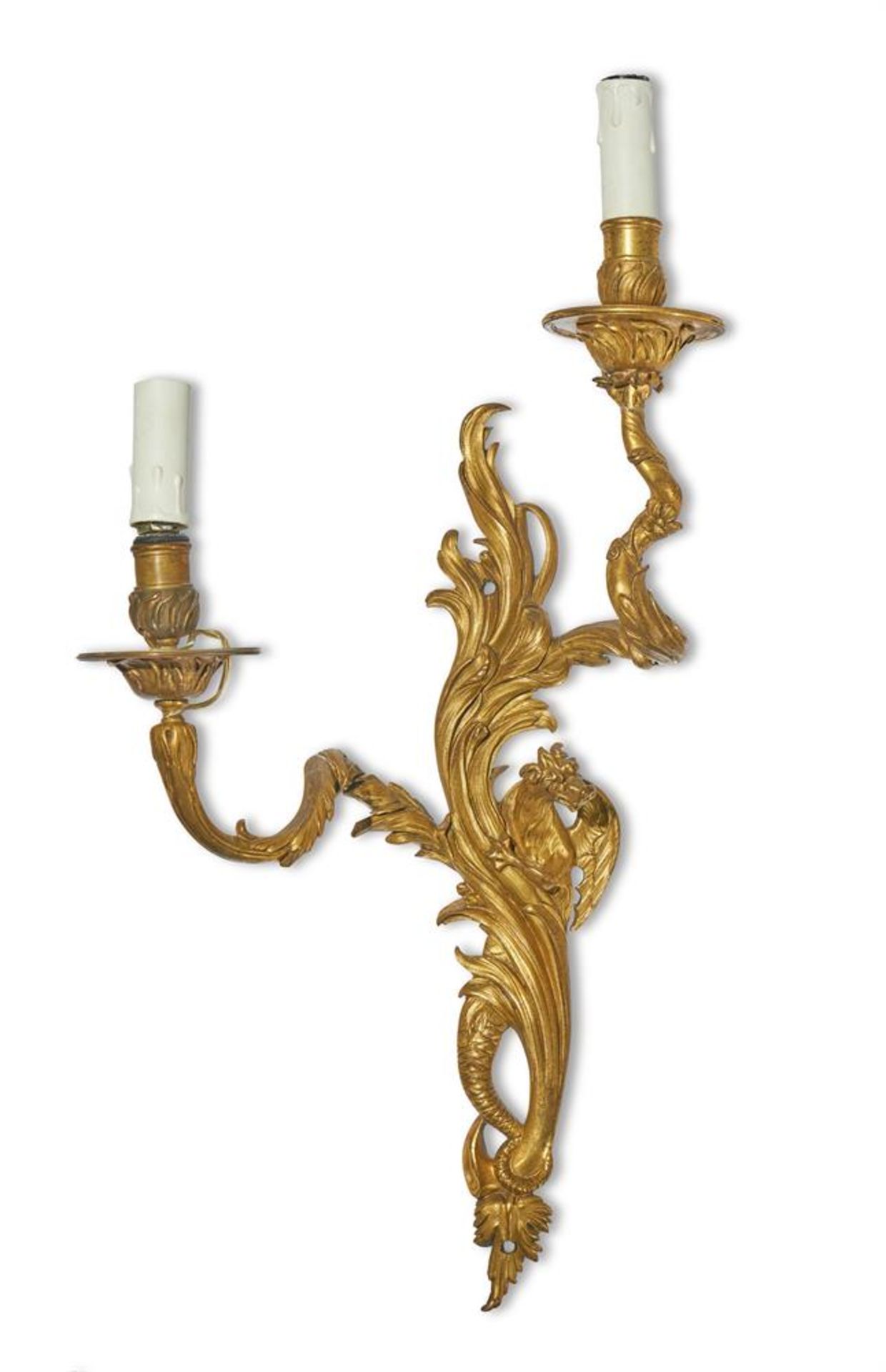 A PAIR OF ORMOLU TWIN BRANCH WALL LIGHTS, 18TH CENTURY - Image 4 of 5