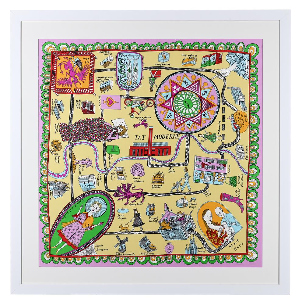 GRAYSON PERRY (BRITISH B.1960) SILK SCARF 'TAKE A TOUR THROUGH THE HISTORY OF MODERN ART', MODERN - Image 2 of 3