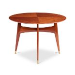 A MAHOGANY AND BEECH CENTRE TABLE ATTRIBUTED TO GIO PONTI, CIRCA 1950s