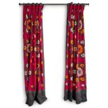 A PAIR OF EMBROIDERED SUZANI CURTAINS, MODERN