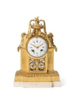 A LOUIS XVI ORMOLU AND WHITE MARBLE MANTEL CLOCK, CIRCA 1760-1780