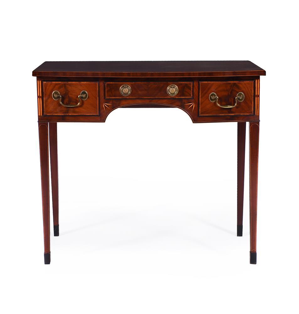 Y A GEORGE III MAHOGANY, ROSEWOOD CROSSBANDED AND INLAID DRESSING TABLE, CIRCA 1790